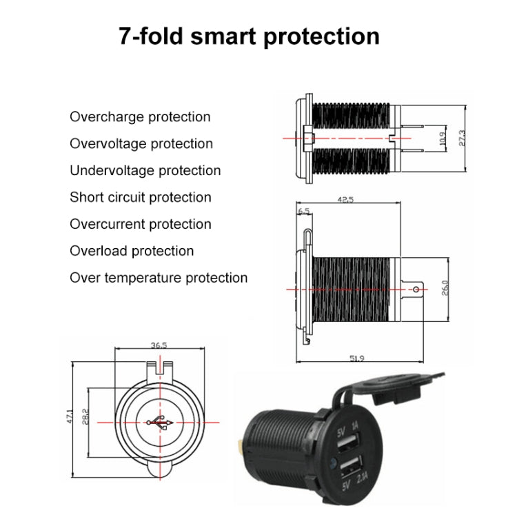 Car Motorcycle ABS Dual Port Charger - In Car by buy2fix | Online Shopping UK | buy2fix