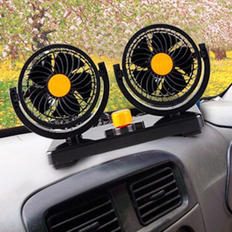 HUXIN HX-T304 10W 360 Degree Adjustable Rotation Two Head Low Noise Mini Electric Car Fan, DC 24V - Heating & Fans by buy2fix | Online Shopping UK | buy2fix