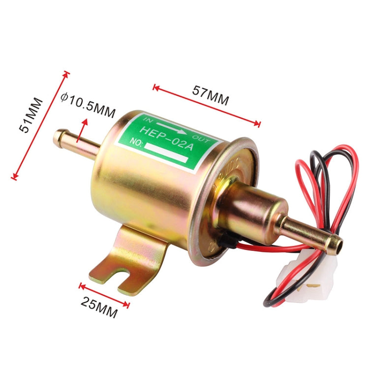 HEP-02A Universal Car 12V Fuel Pump Inline Low Pressure Electric Fuel Pump (Gold) - In Car by buy2fix | Online Shopping UK | buy2fix