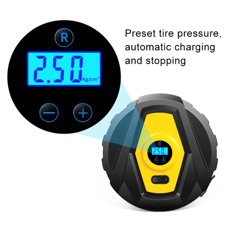 DC12V 120W Portable Multifunctional Round Car Air Pump with Digital Display + Toolbox - Inflatable Pump by buy2fix | Online Shopping UK | buy2fix