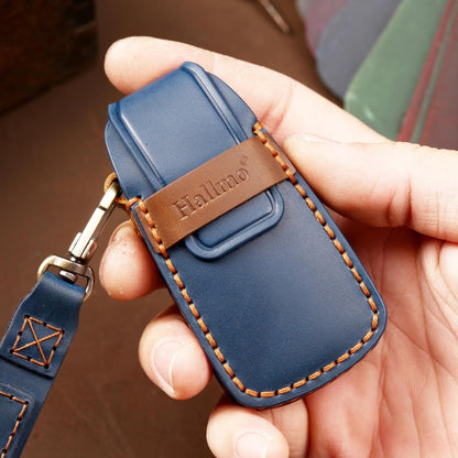 Hallmo Car Cowhide Leather Key Protective Cover Key Case for Audi A6L / A8L / A4 / A7 / A5 C Style(Black) -  by Hallmo | Online Shopping UK | buy2fix