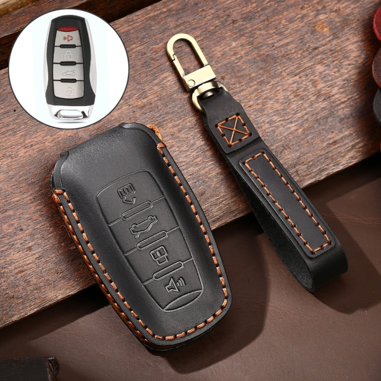 Hallmo Car Cowhide Leather Key Protective Cover Key Case for Haval H6(Black) -  by Hallmo | Online Shopping UK | buy2fix