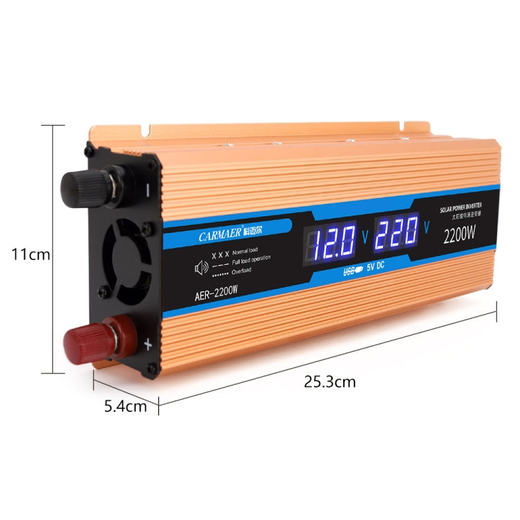 Carmaer 60V to 220V 2200W Car Multi-function Double Digital Display Inverter Household Power Converter - In Car by buy2fix | Online Shopping UK | buy2fix