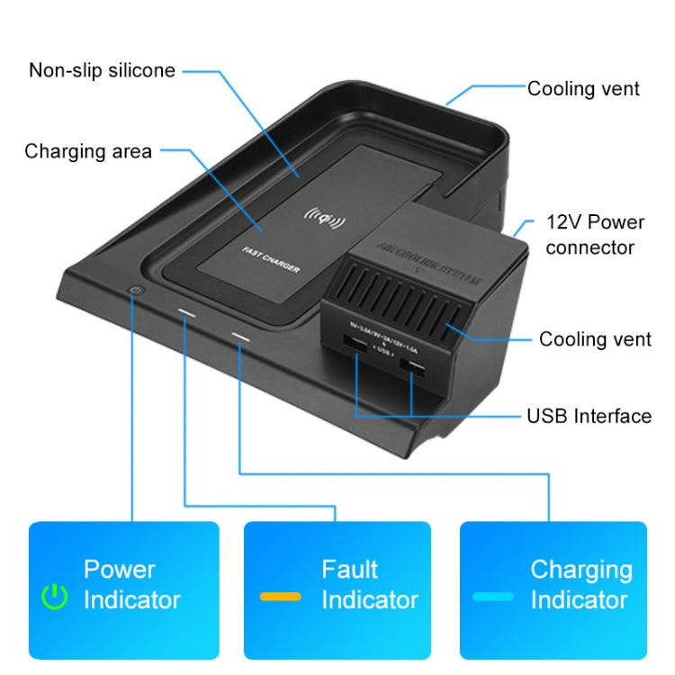 HFC-1002 Car Qi Standard Wireless Charger 10W Quick Charging for Honda Avancier / URV 2017-2020, Left Driving - In Car by buy2fix | Online Shopping UK | buy2fix