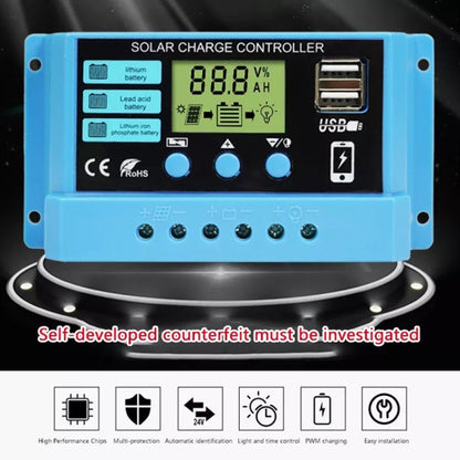 10A Solar Charge Controller 12V / 24V Lithium Lead-Acid Battery Charge Discharge PV Controller - In Car by buy2fix | Online Shopping UK | buy2fix