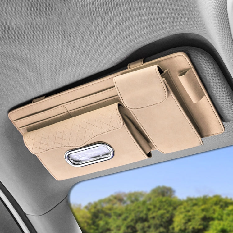 Car Sheepskin Leather Sun Visor Storage Clip (Beige) - In Car by buy2fix | Online Shopping UK | buy2fix