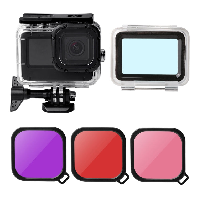 Waterproof Case + Touch Back Cover + Purple Red Pink Lens Filter for GoPro HERO10 Black / HERO9 Black - DJI & GoPro Accessories by buy2fix | Online Shopping UK | buy2fix