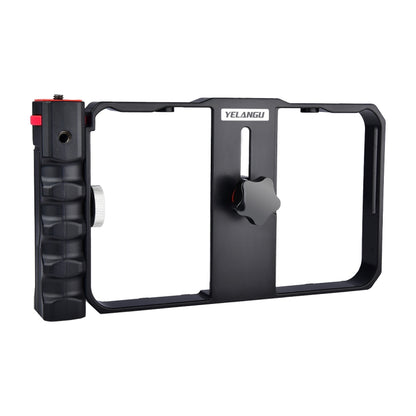 YELANGU YLG0901B Vlogging Live Broadcast Smartphone Plastic Cage Video Rig Filmmaking Recording Handle Stabilizer Bracket for iPhone, Galaxy, Huawei, Xiaomi, HTC, LG, Google, and Other Smartphones(Black) - Consumer Electronics by YELANGU | Online Shopping UK | buy2fix