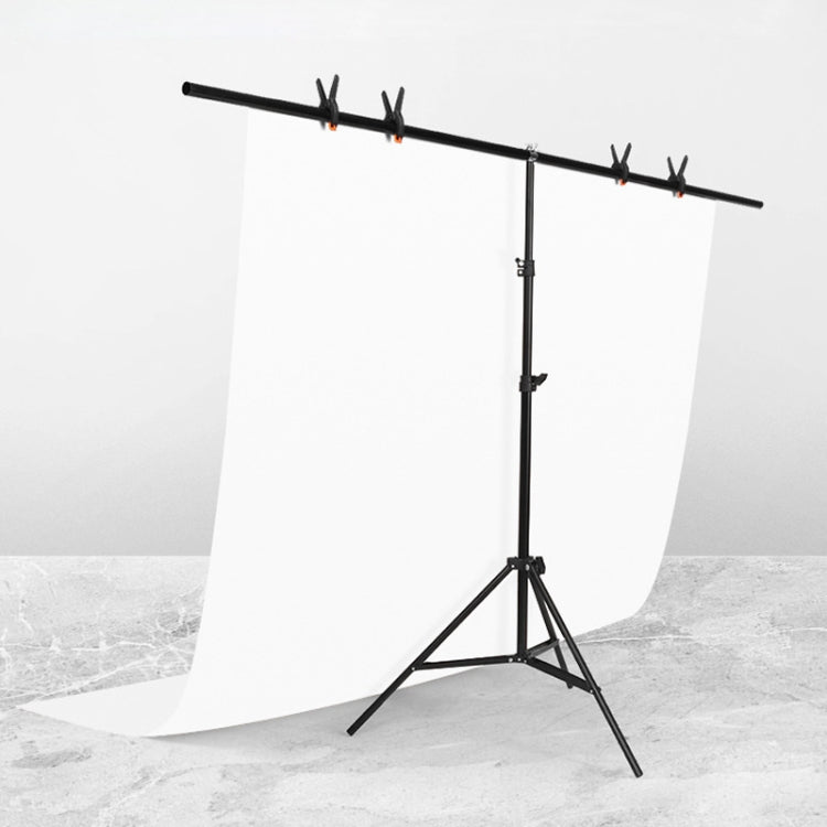 200x200cm T-Shape Photo Studio Background Support Stand Backdrop Crossbar Bracket Kit with Clips, No Backdrop - Camera Accessories by buy2fix | Online Shopping UK | buy2fix