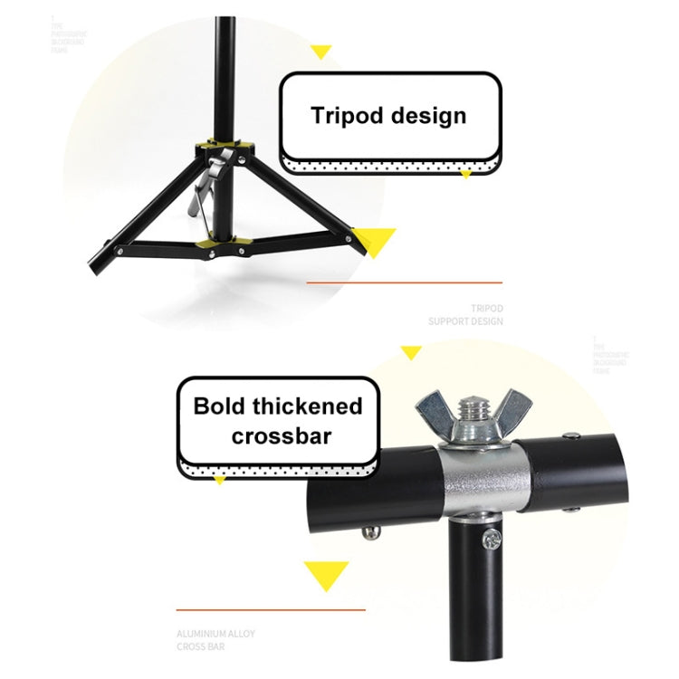 200x200cm T-Shape Photo Studio Background Support Stand Backdrop Crossbar Bracket Kit with Clips, No Backdrop - Camera Accessories by buy2fix | Online Shopping UK | buy2fix