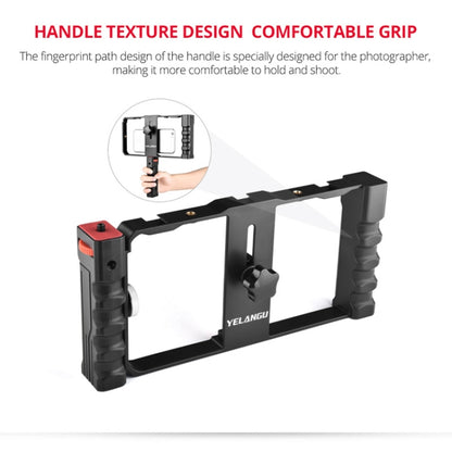 YELANGU PC02A Vlogging Live Broadcast Plastic Cage Video Rig Filmmaking Stabilizer Bracket for iPhone, Galaxy, Huawei, Xiaomi, HTC, LG, Google, and Other Smartphones(Black) - Consumer Electronics by YELANGU | Online Shopping UK | buy2fix