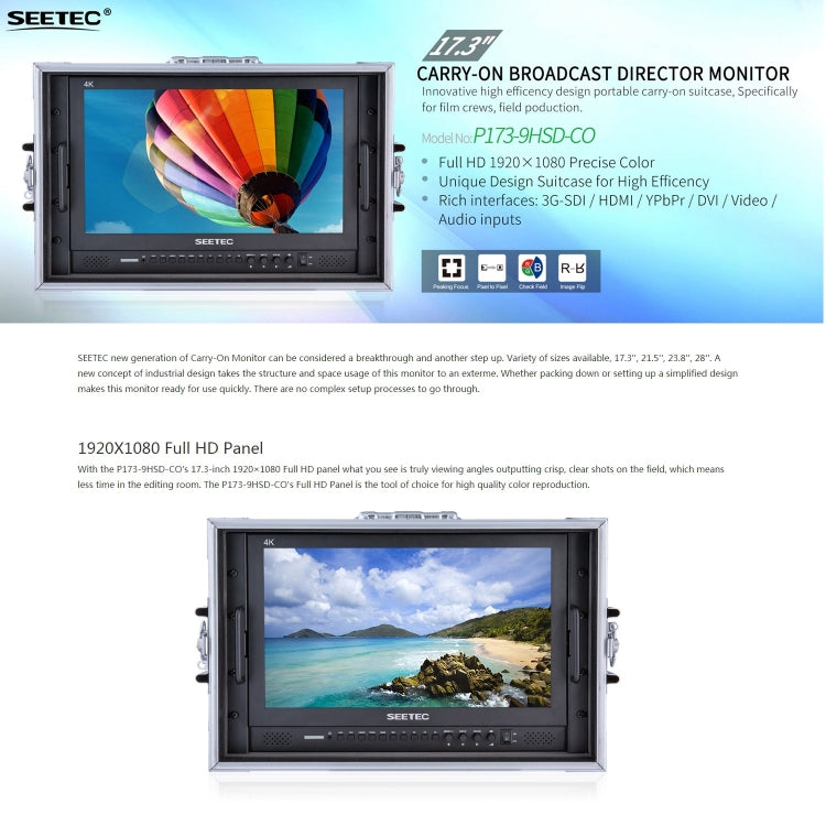 SEETEC P173-9HSD-CO 1920x1080 17.3 inch SDI / HDMI 4K Broadcast Level Professional Photography Camera Field Monitor - On-camera Monitors by SEETEC | Online Shopping UK | buy2fix