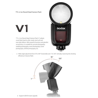 Godox V1C Round Head TTL Flash Speedlite for Canon (Black) - Shoe Mount Flashes by Godox | Online Shopping UK | buy2fix