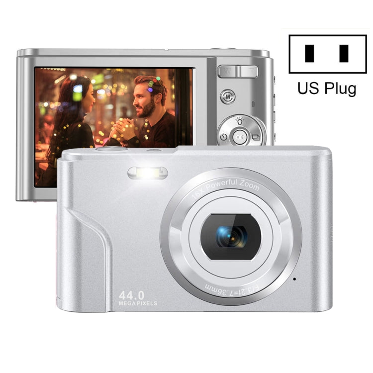 DC302 2.88 inch 44MP 16X Zoom 2.7K Full HD Digital Camera Children Card Camera, US Plug(Silver) - Consumer Electronics by buy2fix | Online Shopping UK | buy2fix