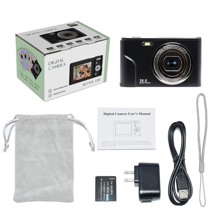 DC311 2.4 inch 36MP 16X Zoom 2.7K Full HD Digital Camera Children Card Camera, AU Plug (Black) - Consumer Electronics by buy2fix | Online Shopping UK | buy2fix