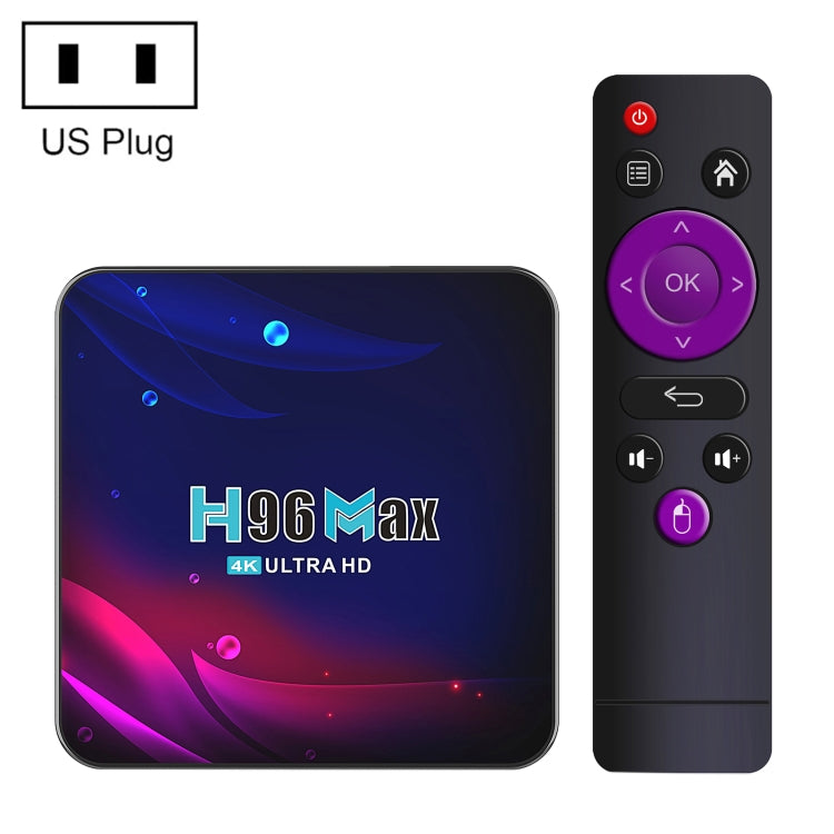 H96 Max V11 4K Smart TV BOX Android 11.0 Media Player with Remote Control, RK3318 Quad-Core 64bit Cortex-A53, RAM: 4GB, ROM: 64GB, Support Dual Band WiFi, Bluetooth, Ethernet, US Plug - Consumer Electronics by buy2fix | Online Shopping UK | buy2fix