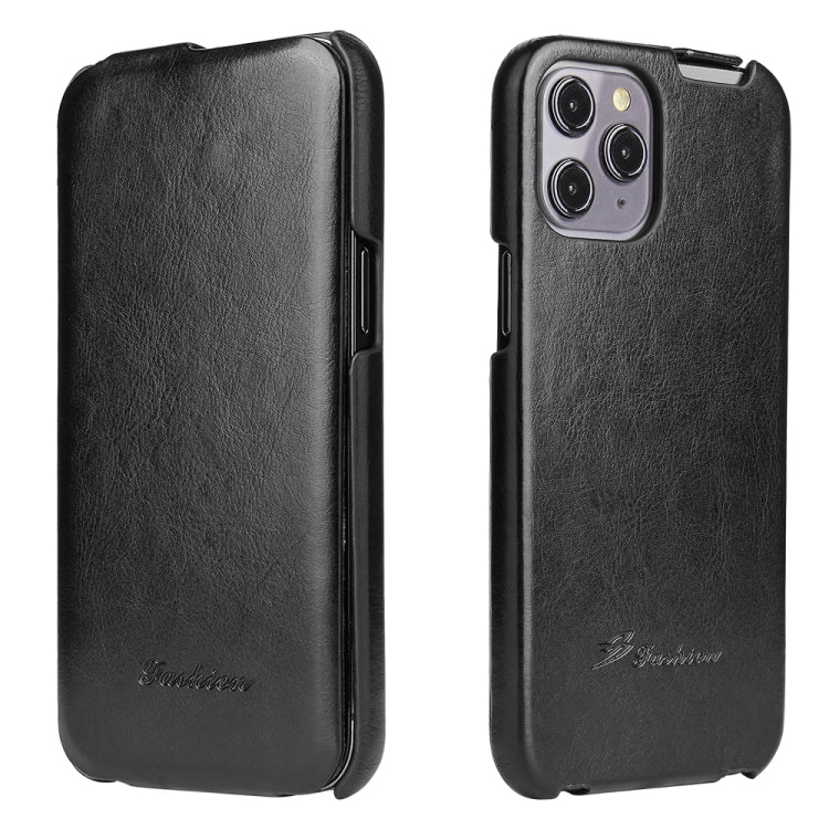 For iPhone 12 mini Fierre Shann Retro Oil Wax Texture Vertical Flip PU Leather Case (Black) - iPhone 12 mini Cases by FIERRE SHANN | Online Shopping UK | buy2fix