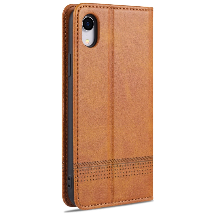 For iPhone XR AZNS Magnetic Calf Texture Horizontal Flip Leather Case with Card Slots & Holder & Wallet(Light Brown) - More iPhone Cases by AZNS | Online Shopping UK | buy2fix