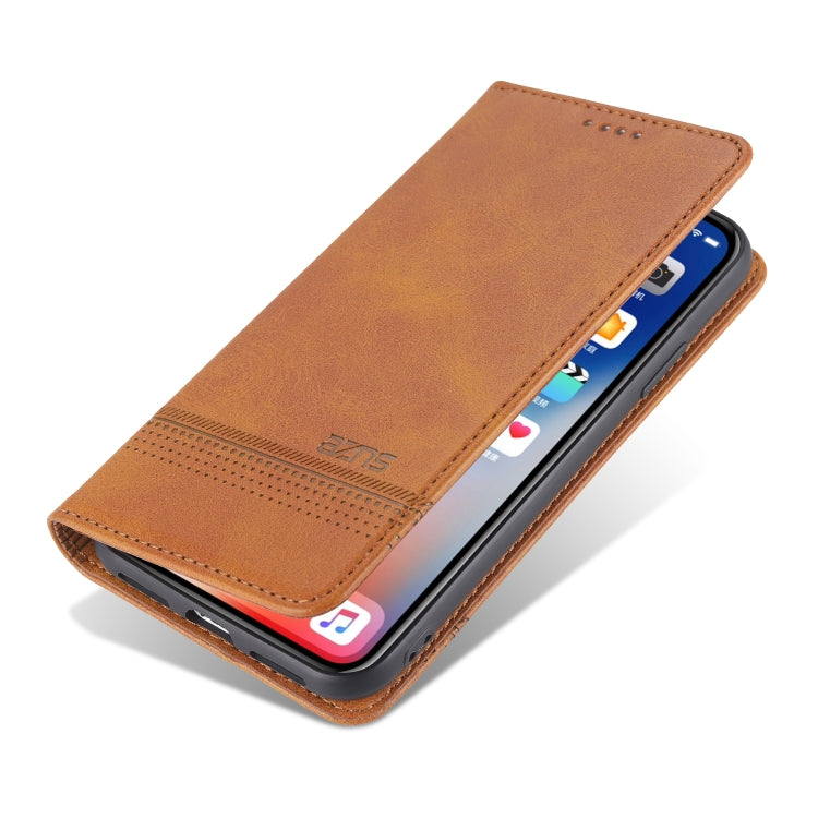 For iPhone XR AZNS Magnetic Calf Texture Horizontal Flip Leather Case with Card Slots & Holder & Wallet(Light Brown) - More iPhone Cases by AZNS | Online Shopping UK | buy2fix