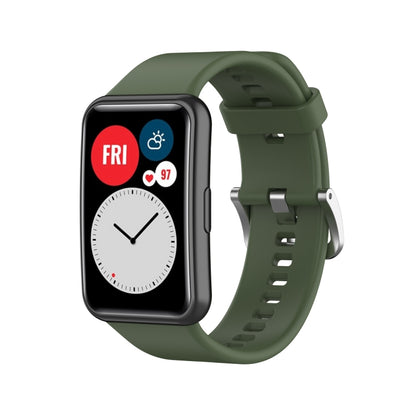 For Huawei Watch Fit Silicone  Watch Band with Stainless Steel Buckle(Dark Green) - Smart Wear by buy2fix | Online Shopping UK | buy2fix