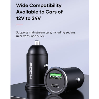 ROCK Space H12 PD 20W Type-C / USB-C + USB Fast Charging Car Charger(Black) - In Car by ROCK | Online Shopping UK | buy2fix