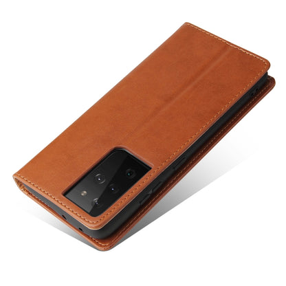 For Samsung Galaxy S21 Ultra 5G Fierre Shann PU Genuine Leather Texture Horizontal Flip Leather Case with Holder & Card Slots & Wallet(Brown) - Galaxy S21 Ultra 5G Cases by FIERRE SHANN | Online Shopping UK | buy2fix