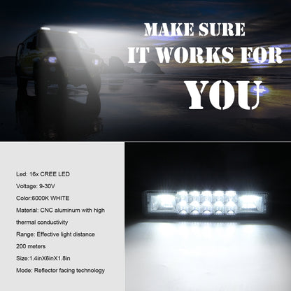 2 PCS Car 6 inch Dual-row Mixed Light Strip Lamp Floodlight & Spotlight Work Light - In Car by buy2fix | Online Shopping UK | buy2fix
