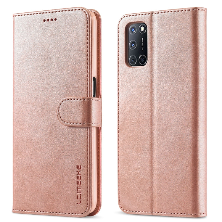 For OPPO A55 5G / A54 4G LC.IMEEKE Calf Texture Horizontal Flip Leather Case, with Holder & Card Slots & Wallet(Rose Gold) - OPPO Cases by LC.IMEEKE | Online Shopping UK | buy2fix