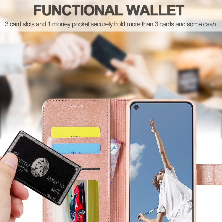 For OPPO A55 5G / A54 4G LC.IMEEKE Calf Texture Horizontal Flip Leather Case, with Holder & Card Slots & Wallet(Rose Gold) - OPPO Cases by LC.IMEEKE | Online Shopping UK | buy2fix