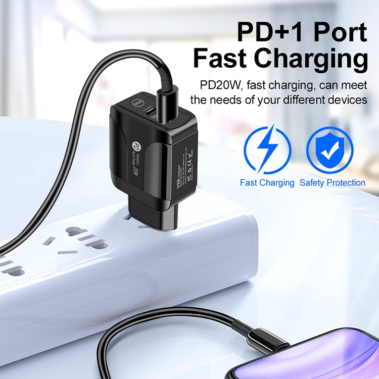 FLOVEME 210BL2007 PD 20W QC3.0 Phone Fast Charger Power Adapter, Plug Type:US Plug(Black) - Apple Accessories by FLOVEME | Online Shopping UK | buy2fix
