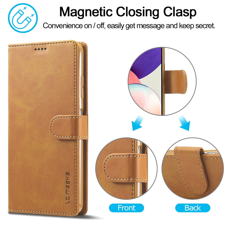 For Samsung Galaxy A22 5G LC.IMEEKE Calf Texture Horizontal Flip Leather Case with Holder & Card Slots & Wallet(Yellow) - Galaxy Phone Cases by LC.IMEEKE | Online Shopping UK | buy2fix