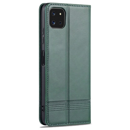 For Samsung Galaxy A22 5G AZNS Magnetic Calf Texture Horizontal Flip Leather Case with Card Slots & Holder & Wallet(Dark Green) - Galaxy Phone Cases by AZNS | Online Shopping UK | buy2fix