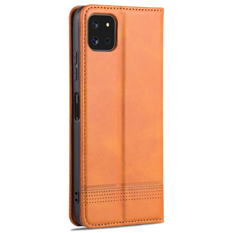 For Samsung Galaxy A22 5G AZNS Magnetic Calf Texture Horizontal Flip Leather Case with Card Slots & Holder & Wallet(Light Brown) - Galaxy Phone Cases by AZNS | Online Shopping UK | buy2fix