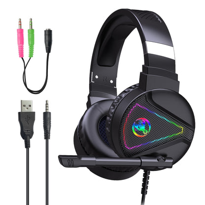 HXSJ F16 3.5mm + USB Port RGB Light Stereo Gaming Headset with Microphone(Black) - Multimedia Headset by HXSJ | Online Shopping UK | buy2fix