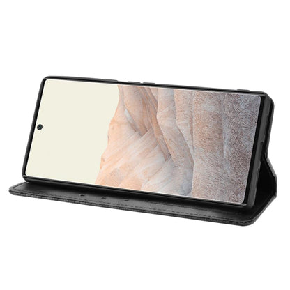 For Google Pixel 6 Pro Magnetic Buckle Retro Crazy Horse Texture Horizontal Flip Leather Case with Holder & Card Slots & Photo Frame(Black) - Google Cases by buy2fix | Online Shopping UK | buy2fix