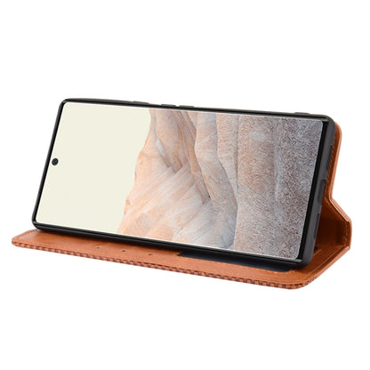 For Google Pixel 6 Magnetic Buckle Retro Crazy Horse Texture Horizontal Flip Leather Case with Holder & Card Slots & Photo Frame(Brown) - Google Cases by buy2fix | Online Shopping UK | buy2fix