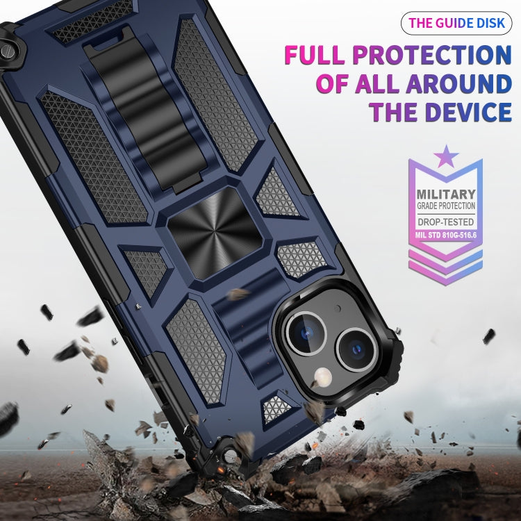 For iPhone 13 Pro Max Armor Shockproof TPU + PC Magnetic Protective Case with Holder (Blue) - iPhone 13 Pro Max Cases by buy2fix | Online Shopping UK | buy2fix