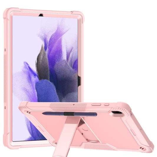 For Samsung Galaxy Tab S7 FE Silicone + PC Shockproof Protective Case with Holder(Rose Gold) - Other Galaxy Tab PC by buy2fix | Online Shopping UK | buy2fix