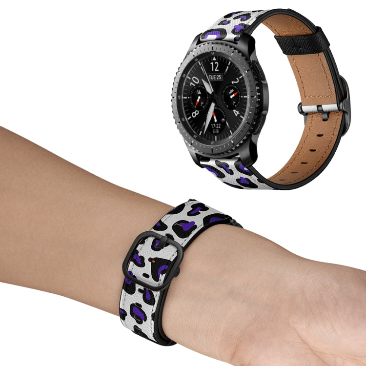 22mm For Xiaomi Haylou RT RS3 LS04 / LS05S Universal Printed Leather Watch Band(Purple Leopard) - Watch Bands by MIJOBS | Online Shopping UK | buy2fix