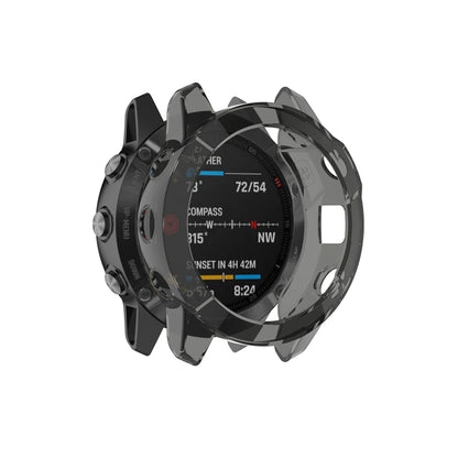 For Garmin Fenix 6 / 6 Pro Smart Watch Half Coverage TPU Protective Case(Transparent Black) - Watch Cases by buy2fix | Online Shopping UK | buy2fix
