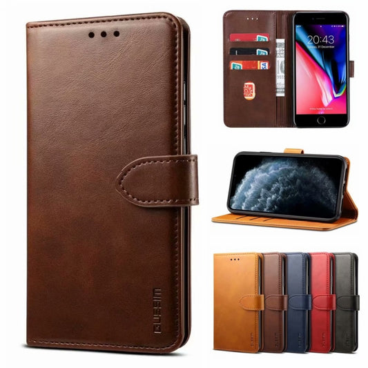 For Samsung Galaxy S21 FE GUSSIM Business Style Horizontal Flip Leather Case with Holder & Card Slots & Wallet(Brown) - Galaxy Phone Cases by GUSSIM | Online Shopping UK | buy2fix