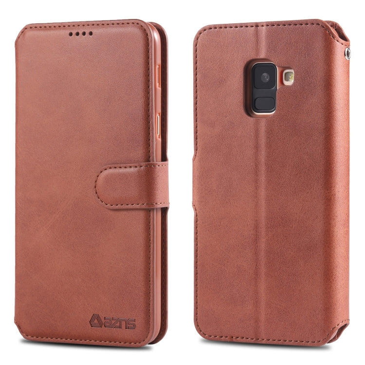 For Galaxy A6 2018 AZNS Calf Texture Magnetic Horizontal Flip PU Leather Case with Holder & Card Slots & Photo Frame(Brown) - Galaxy Phone Cases by AZNS | Online Shopping UK | buy2fix