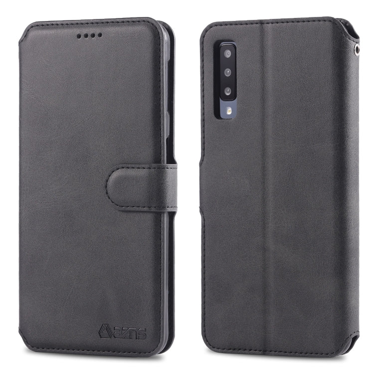 For Galaxy A70 / A7 2019 AZNS Calf Texture Magnetic Horizontal Flip PU Leather Case with Holder & Card Slots & Photo Frame(Black) - Galaxy Phone Cases by AZNS | Online Shopping UK | buy2fix