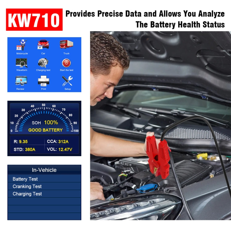 KONNWEI KW710 Car 3.2 inch 6V-24V Lead-acid Battery Tester Support 13 Languages - Code Readers & Scan Tools by KONNWEI | Online Shopping UK | buy2fix