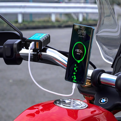 WUPP ZH-1422C1 Motorcycle Square Dual USB Fast Charging Charger with Switch + Integrated SAE Socket - In Car by WUPP | Online Shopping UK | buy2fix