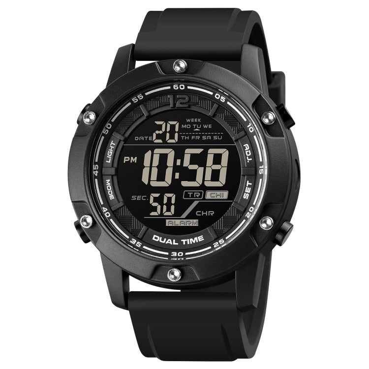 SKMEI 1762 Triplicate Round LED Dual Time Digital Display Waterproof Luminous Electronic Watch(Black) - LED Digital Watches by SKMEI | Online Shopping UK | buy2fix