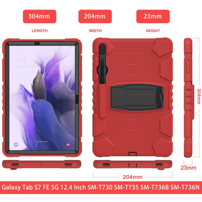 For Samsung Galaxy Tab S7+/ Tab S7 FE / Tab S8+ 3-Layer Protection Screen Frame + PC + Silicone Combination Case with Holder(Red+Black) - Other Galaxy Tab PC by buy2fix | Online Shopping UK | buy2fix