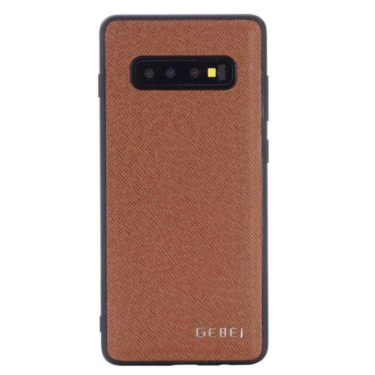 For Galaxy S10+ GEBEI Full-coverage Shockproof Leather Protective Case(Brown) - Galaxy Phone Cases by GEBEI | Online Shopping UK | buy2fix