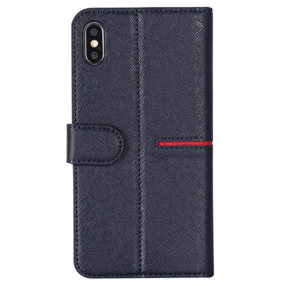 For iPhone XR GEBEI Top-grain Leather Horizontal Flip Protective Case with Holder & Card Slots & Wallet & Photo Frame(Blue) - More iPhone Cases by GEBEI | Online Shopping UK | buy2fix