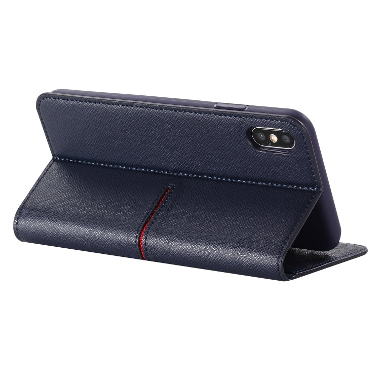 For iPhone XR GEBEI Top-grain Leather Horizontal Flip Protective Case with Holder & Card Slots & Wallet & Photo Frame(Blue) - More iPhone Cases by GEBEI | Online Shopping UK | buy2fix